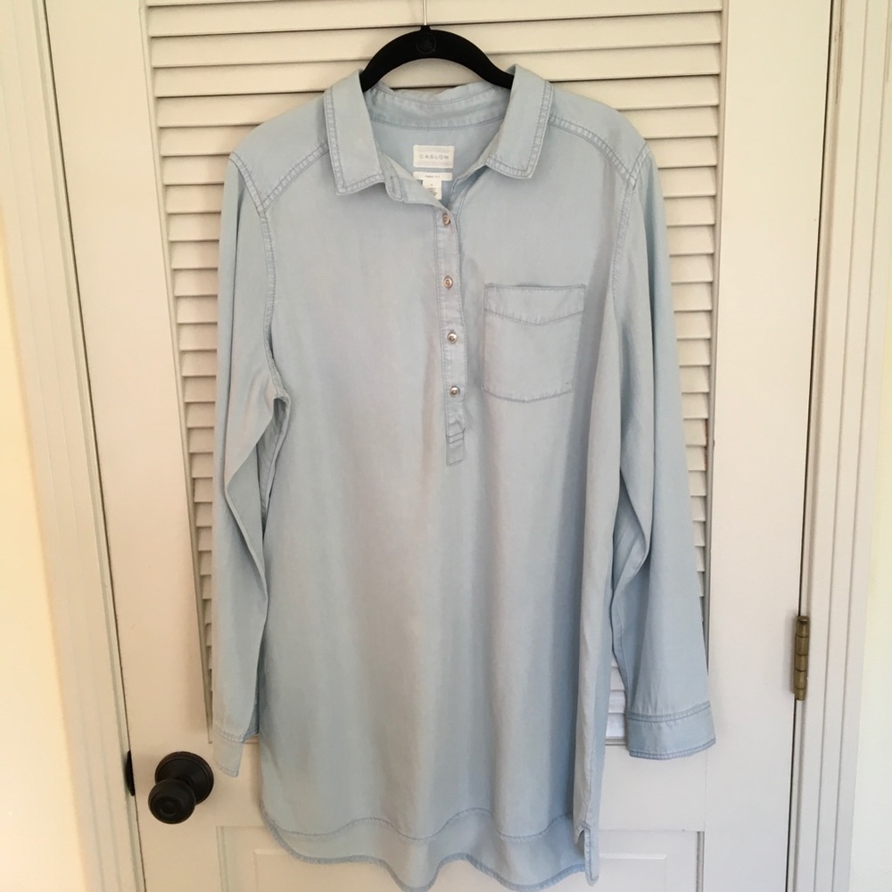 Caslon Tunic Style Bleached Chambray Shirt